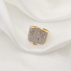 ANILLO CRUZ ENCUADRADO CIRCONIAS PAVE