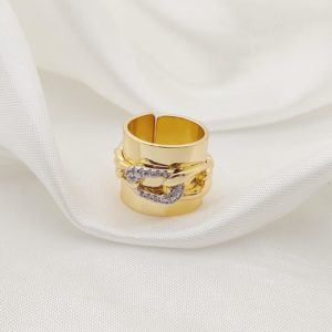 ANILLO BANDA ANCHA CADENA ENGRANE CENTRO PAVE