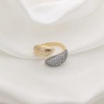 ANILLO ABIERTO PUNTAS SEMILLAS RAYADAS/PAVE