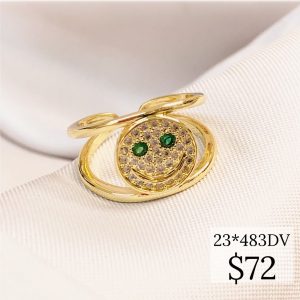 ANILLO CARA FELIZ TUPIDA OJOS VERDES