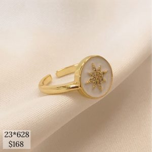 Anillo  ciruclo blanco con lucero