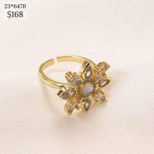 ANILLO FLOR  PETALOS CIRC CENTRO TORNSOL BLANCO