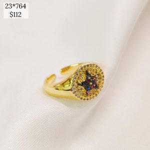 ANILLO ESTRELLA CON PIEDRA MULTICOLOR