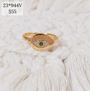 ANILLO GOTA LATERAL OJO DIBUJADO CZ