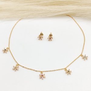 SET DIJES DE FLORES MINI CIRCONIAS CENTRO ROJO