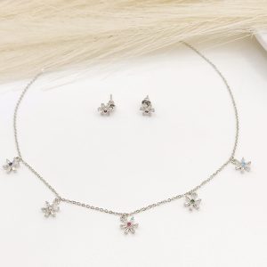 SET DIJES DE FLORES MINI CIRCONIAS CENTRO ROJO