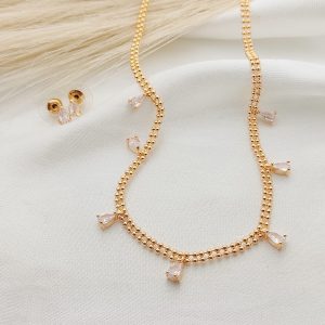 SET CHOCHER DE BOLITA CON ZIRCONIA COLGANDO