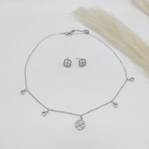 SET ARETE Y DIJE FLOR DIJES CZ REDONDA