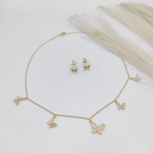 SET CHOKER DIJES MARIPOSA PAVE DIAGONAL