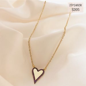 collar corazon rodeado pave rojo