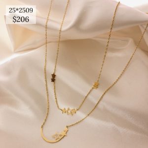 collar doble barra estrellas