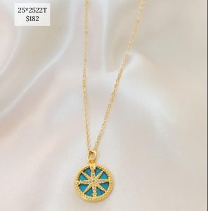 COLLAR PUNTOS CARDINALES EN DISCO TURQUEZA