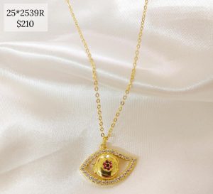 COLLAR OJO CIRCONIAS ROJO