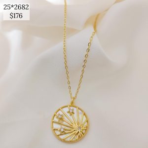 COLLAR DISCO  RAYOS CON ESTRELLAS MADRE PERLA