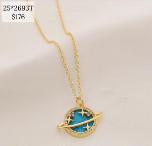 COLLAR DIJE PLANETA CONTORNO CZ FONDO COLOR