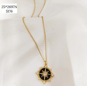 COLLAR DISCO ROSA DE LOS VIENTOS CONTORNO PICOS CIRCONIAS