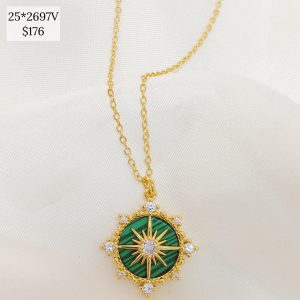 COLLAR DISCO ROSA DE LOS VIENTOS CONTORNO PICOS CIRCONIAS