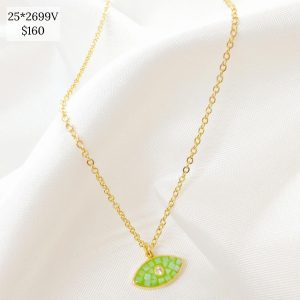 COLLAR OJO CENTRO CZ FONDO RESINA MOSAico