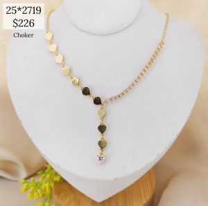 CORBATERO CADENA CORAZONES, MITAD CZ ROMBO DIJE CORAZON