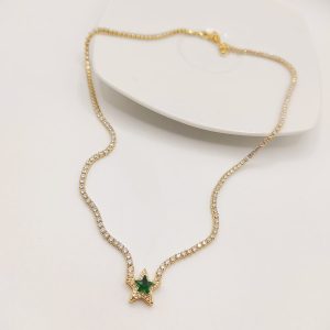 COLLAR CADENA BRILLOS CIRCONIA RECTANGULO COLOR