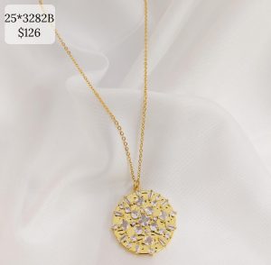 COLLAR DISCO MARTILLADO CON CIRCONIAS