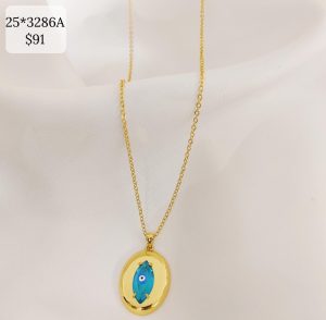 COLLAR DIJE BOLILLO CON CENTRO RESINA OJO