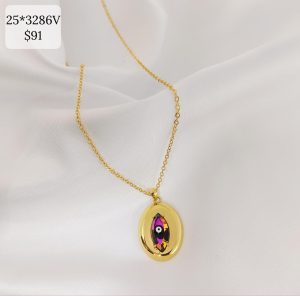 COLLAR DIJE BOLILLO CON CENTRO RESINA OJO