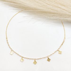 CHOKER AJUSTABLE ZIRCONIAS DIJES FLORES LISAS
