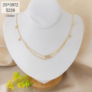CHOKER DOBLE DIJE X CON ZIRCONIAS
