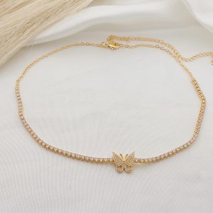 CHOKER CIRCONIA MARIPOSAANTENAS PAVE