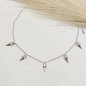 CHOKER CADENA CZ CUADRO Y PUNTA FLECHA