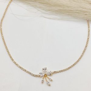 CHOKER CADENA CZ CON RACIMO CZ FLOR