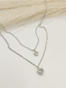 COLLAR DOBLE CADENA DIJE CIRCONIA