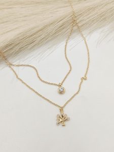 COLLAR DOBLE CADENA DIJE CIRCONIA