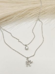COLLAR DOBLE CADENA DIJE CIRCONIA