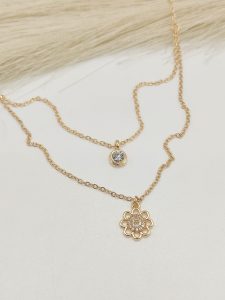 COLLAR DOBLE CADENA DIJE CIRCONIA