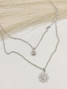 COLLAR DOBLE CADENA DIJE CIRCONIA