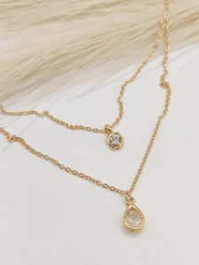 COLLAR DOBLE CADENA DIJE CIRCONIA