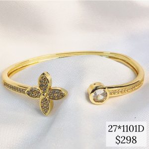 PULSERA  FLOR  Y CZ REDONDO  PUNTAS