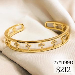 PULSERA DIJES CRUZ CZ CON 2 BARRAS