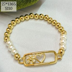 PULSO PERLA ELASTICO RECT FLOR BRILLOS