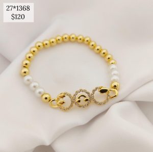 PULSO PERLA ELASTICO CIRCULO CON ARCOIRIS