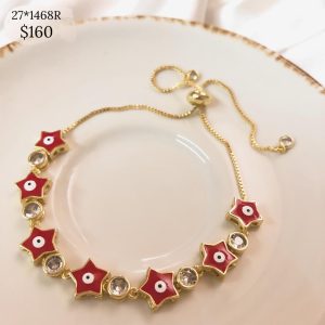 PULCERA ESTRELLAS OJO Y CZ  ROJO
