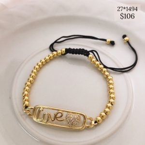 PULCERA MARCO LOVE CORAZON BRILLOS AJUSTABLE BOLITAS HILO