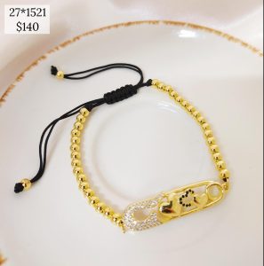 TOBILLERA  TREBOLES BRILLOS DORADO