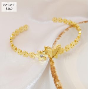 PULSO RIGIDO FLORES CON MARIPOSA AL CENTRO