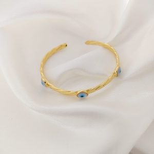 PULSO RIGIDO RAYAS TORSAL CON OJO Y CIRCONIA