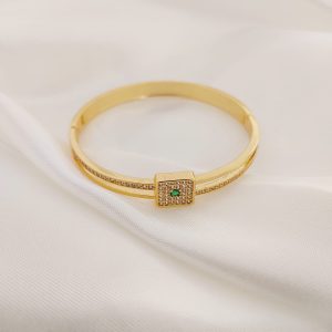 ARO RIGIDO MITAD CIRCONIA DIJE CUADRADO OJO CZ