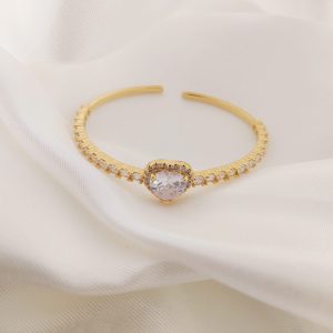 PULSO RIGIDO CIRCONIA CENTRO CZ CORAZON COLOR