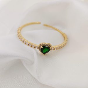 PULSO RIGIDO CIRCONIA CENTRO CZ CORAZON COLOR